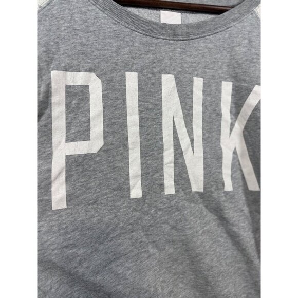 Victorias Secret Pink Logo Sweatshirt With Lace Shoulders L - Picture 3 of 5